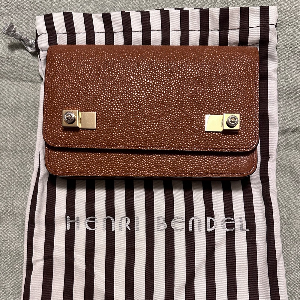Henri Bendel Brown Chain Clutch
